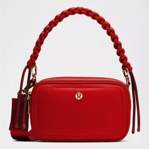 Lunar New Year Crossbody Camera Bag with Top Handle - Dark Red
